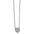 Stainless Steel Polished w/ Preciosa Crystal Heart w/2 inch ext Necklace