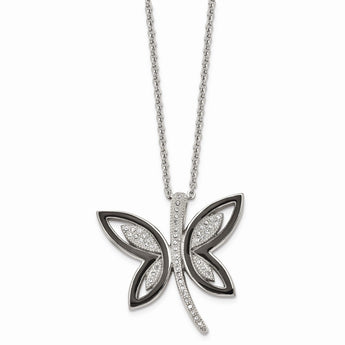 Stainless Steel Enameled w/ Preciosa Crystal Butterfly Necklace