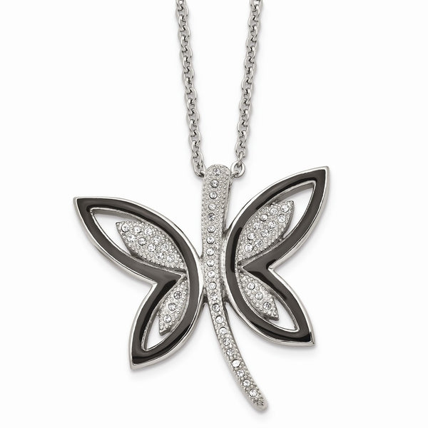 Stainless Steel Enameled w/ Preciosa Crystal Butterfly Necklace