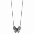 Stainless Steel Polished w/ Preciosa Crystal Butterfly w/2 inch ext Necklac