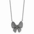 Stainless Steel Polished w/ Preciosa Crystal Butterfly w/2 inch ext Necklac