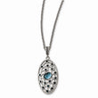 Stainless Steel Polished Blue Glass and Preciosa Crystal Necklace