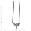 Stainless Steel Polished w/ Preciosa Crystal Dragonfly w/2 inch ext Necklac