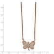 Stainless Steel Rose IP-plated w/Preciosa Crystal Butterfly w/2 inch Neckla