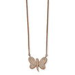 Stainless Steel Rose IP-plated w/Preciosa Crystal Butterfly w/2 inch Neckla
