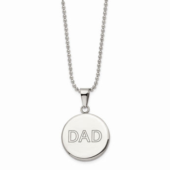 Stainless Steel Lasered & Polished Dad Circle Necklace