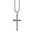 Stainless Steel Polished and Textured Cross Necklace
