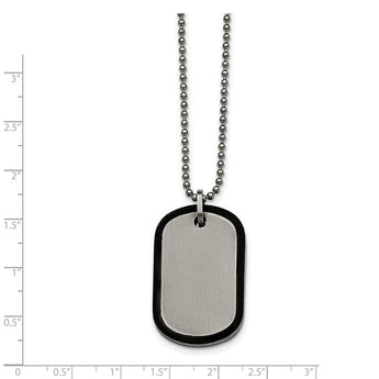 Stainless Steel Brushed Black IP Edged Dogtag Necklace