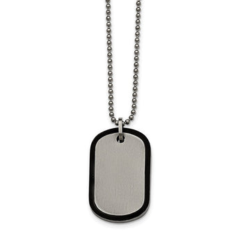 Stainless Steel Brushed Black IP Edged Dogtag Necklace