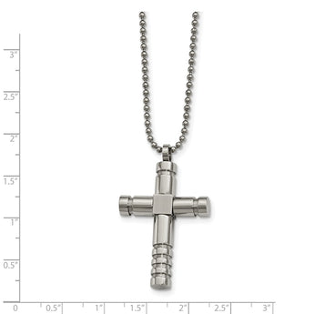 Stainless Steel Brushed/Polished Cross Necklace