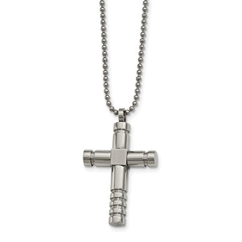 Stainless Steel Brushed/Polished Cross Necklace