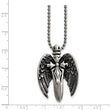 Stainless Steel Polished w/Brushed Back Antiqued Winged Sword Necklace