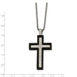 Stainless Steel Brushed and Polished Hammered Black IP Cross Necklace