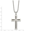 Stainless Steel Polished Black IP Cable Dad Cross Necklace