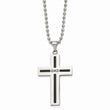 Stainless Steel Polished Black IP Cable Dad Cross Necklace