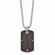 Stainless Steel Polished Blk IP Blk/Red Carbon Fiber Inlay Dogtag Necklace