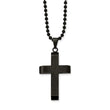 Stainless Steel Brushed & Polished Black IP-plated Cross Necklace