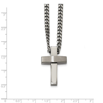 Stainless Steel Brushed and Polished Cross Necklace