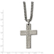 Stainless Steel Polished Textured Cross Necklace