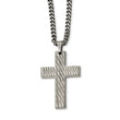 Stainless Steel Polished Textured Cross Necklace
