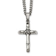 Stainless Steel Polished/Antiqued Cross Necklace