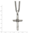 Stainless Steel Polished/Antiqued Cross Necklace