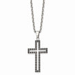 Stainless Steel Polished Black CZ Cross Necklace