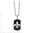 Stainless Steel Black-plated w/ Fleur de lis Dog Tag Necklace