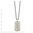 Stainless Steel Polished & CZs Dog Tag Necklace