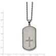 Stainless Steel Brushed Laser Cut Cross Dog Tag Necklace