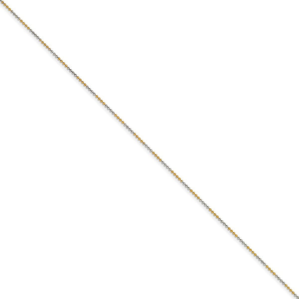 White & Yellow Rhodium over Brass 1.50mm 2 color plated Ball Chain