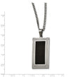 Stainless Steel Polished Grooved Black Carbon Fiber Inlay 24in Necklace