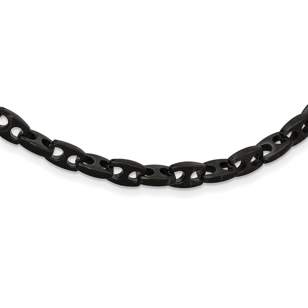 Stainless Steel Brushed Black IP Link Necklace