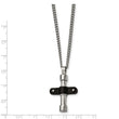 Stainless Steel Polished Black IP Cross Necklace