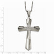 Stainless Steel Polished CZ Cross Necklace