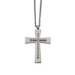 Stainless Steel Polished CZ Cross Necklace