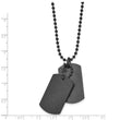Stainless Steel Brushed and Laser Cut Black IP Double Dogtag Necklace
