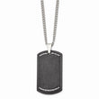 Stainless Steel Brushed LaserCut Black IP Plated CZ Dogtag Necklace