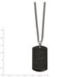 Stainless Steel Brushed Laser Cut Black IP Black CZ Dogtag Necklace
