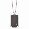 Stainless Steel Brushed LaserCut Black IP-Plated CZ Dogtag Necklace