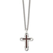 Stainless Steel Polished Wood with Enamel Overlay Cross Necklace