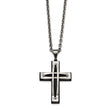 Stainless Steel Polished/Brushed Black IP Arched Cross Necklace