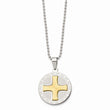 Stainless Steel Brushed/Polished Yellow IP Spanish Lords Prayer Necklace