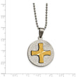 Stainless Steel Brushed/Polished Yellow IP Spanish Lords Prayer Necklace