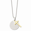 Stainless Steel Brushed/Polished Yellow IP Lords Prayer Cross Necklace