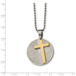 Stainless Steel Brushed/Polished Yellow IP Lords Prayer Cross Necklace