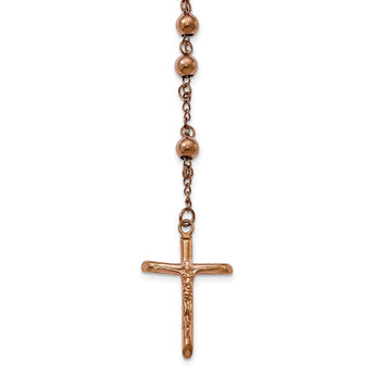 Stainless Steel Polished Rose IP-plated Rosary