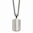 Stainless Steel Brushed/Polished Grooved/Concaved Dogtag Necklace
