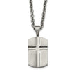 Stainless Steel Brushed and Polished Carved Cross Dogtag Necklace