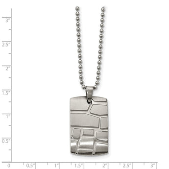 Stainless Steel Brushed and Polished Patterned Dogtag Necklace